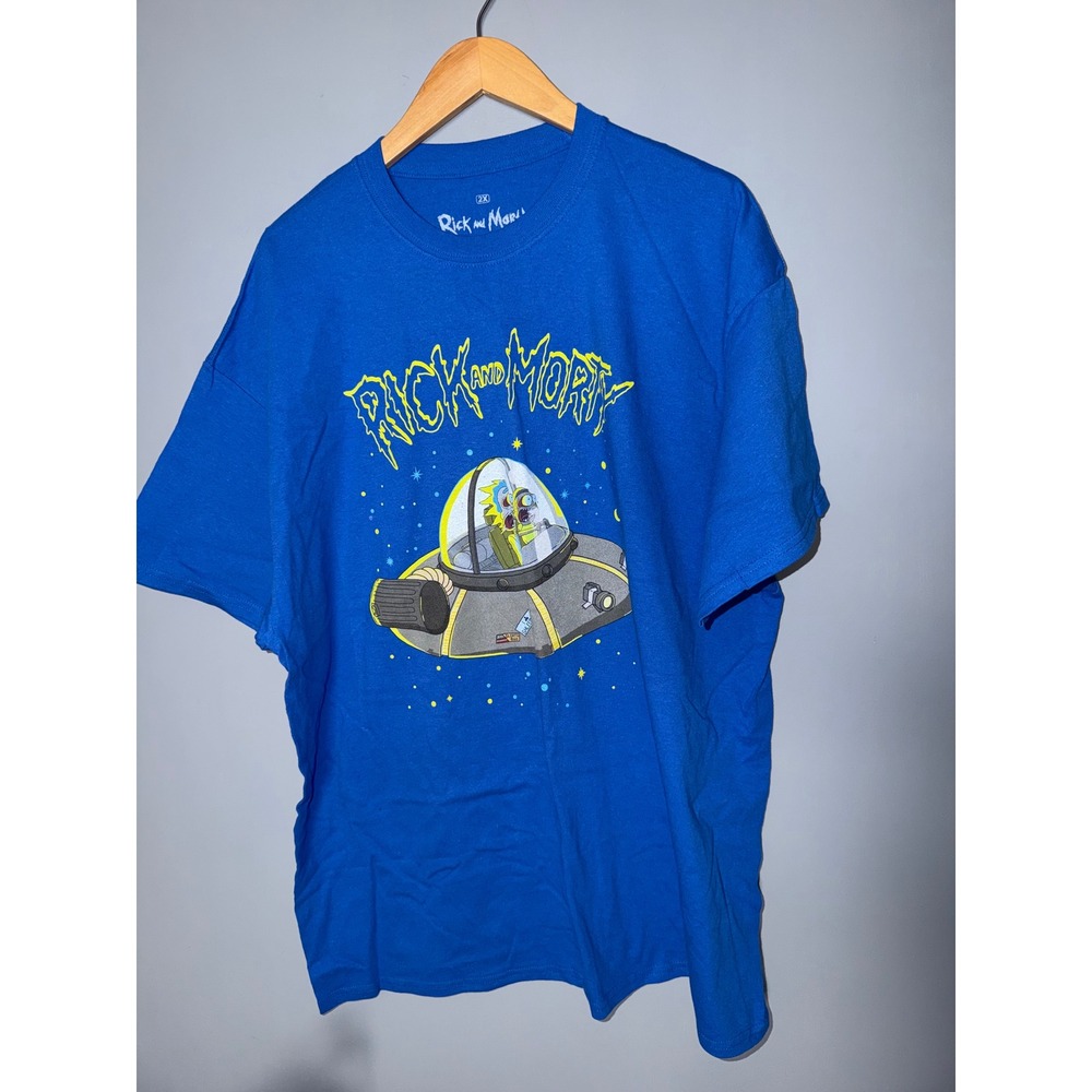 Rick and Morty Adult Swim UFO Graphic T Shirt Blue‎ 2X